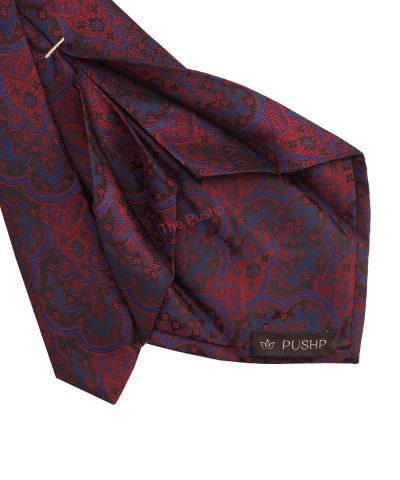 MAJENTA BLUE, 5 Fold Micro Tie and Pocket Square - LARGE PATTERN