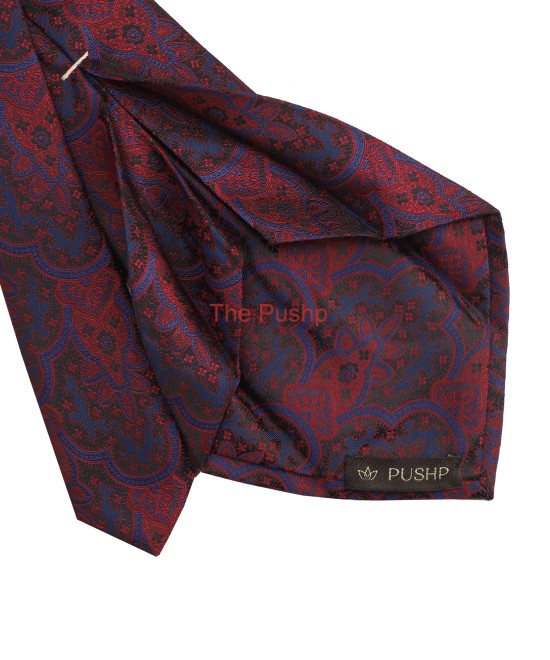 MAJENTA BLUE, 5 Fold Micro Tie and Pocket Square - LARGE PATTERN MAJENTA BLUE, 5 Fold Micro Tie and Pocket Square - LARGE PATTERN