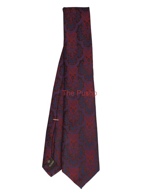 MAJENTA BLUE, 5 Fold Micro Tie and Pocket Square - LARGE PATTERN MAJENTA BLUE, 5 Fold Micro Tie and Pocket Square - LARGE PATTERN