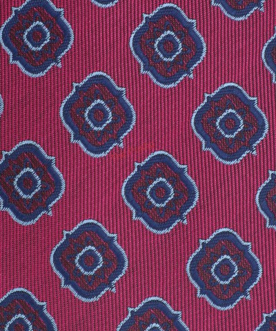 MAGENTA, 5 Fold Micro Tie and Pocket Square - Curved Squares