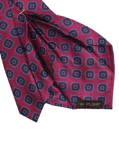 MAGENTA, 5 Fold Micro Tie and Pocket Square - Curved Squares