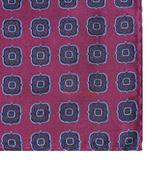 MAGENTA, 5 Fold Micro Tie and Pocket Square - Curved Squares MAGENTA, 5 Fold Micro Tie and Pocket Square - Curved Squares