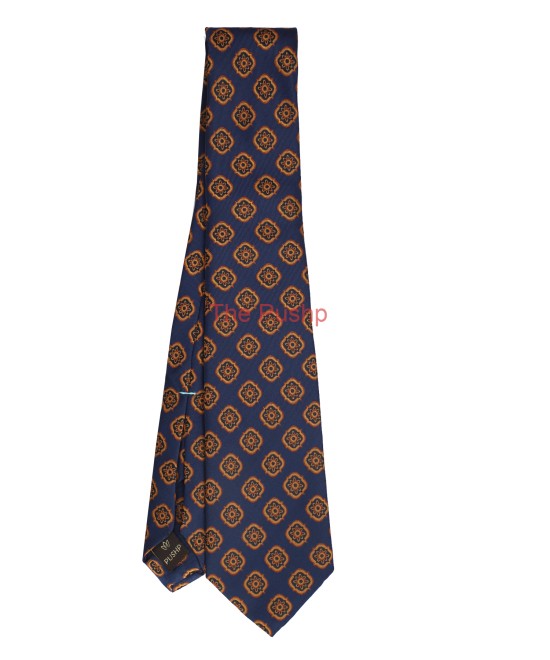 MEDIUM BLUE, 5 Fold Micro Tie and Pocket Square - Curved Squares MEDIUM BLUE, 5 Fold Micro Tie and Pocket Square - Curved Squares