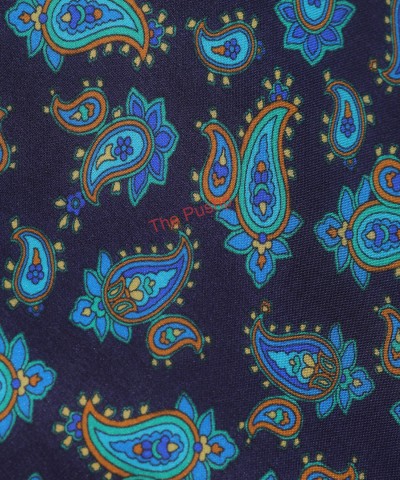MIDNIGHT BLUE, I- SILK Pocket Square– Vintage Paisley