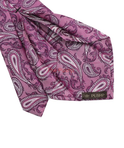 MIDNIGHT PURPLE, 5 Fold Micro Tie and Pocket Square - Jacquard Paisley
