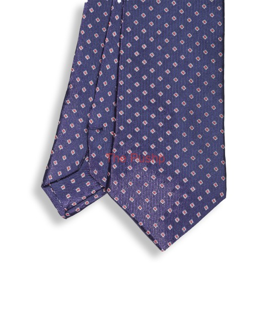 NAVY BLUE, 3 Fold Micro Tie – Dots & Squares NAVY BLUE, 3 Fold Micro Tie – Dots & Squares