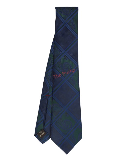 PEACOCK BLUE, 5 Fold Micro Tie and Pocket Square - CHECKS PEACOCK BLUE, 5 Fold Micro Tie and Pocket Square - CHECKS