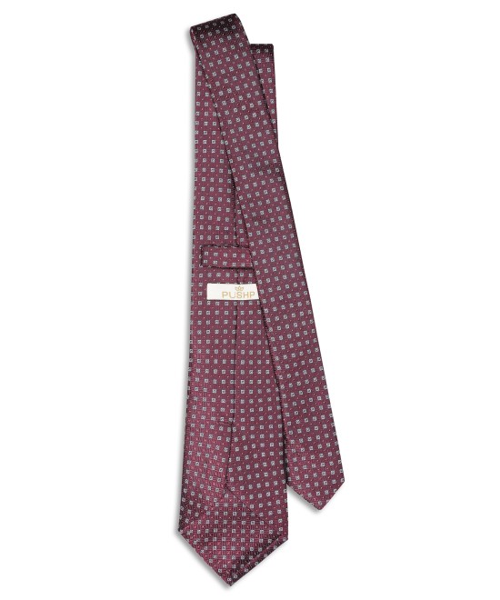 PLUM, 3 Fold Micro Tie – Dots & Squares PLUM, 3 Fold Micro Tie – Dots & Squares