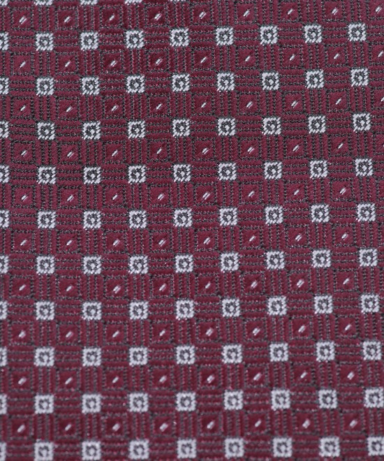 PLUM, 3 Fold Micro Tie – Dots & Squares PLUM, 3 Fold Micro Tie – Dots & Squares