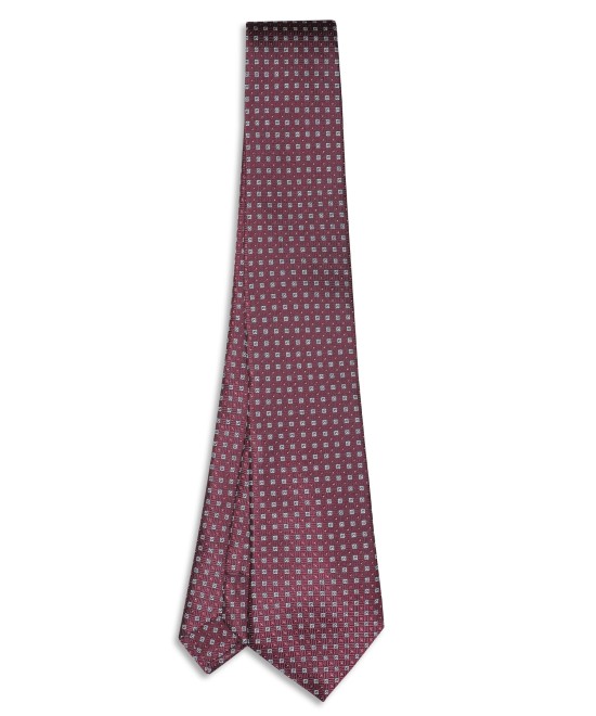 PLUM, 3 Fold Micro Tie – Dots & Squares PLUM, 3 Fold Micro Tie – Dots & Squares