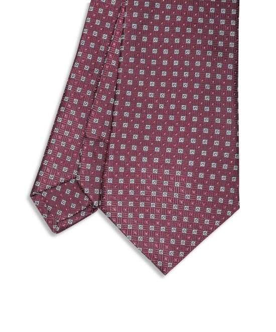 PLUM, 3 Fold Micro Tie – Dots & Squares PLUM, 3 Fold Micro Tie – Dots & Squares