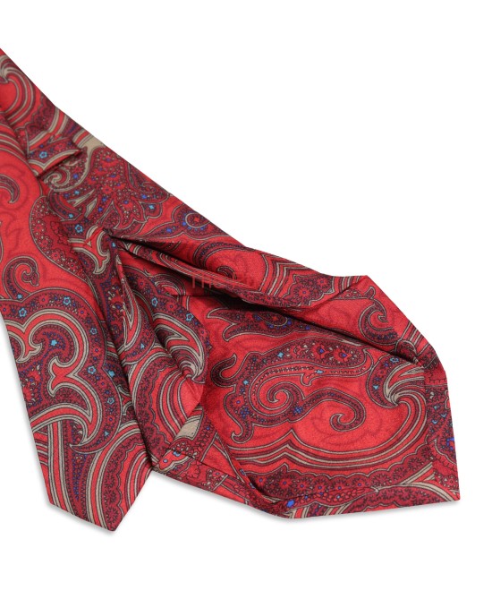 CRIMSON RED, 7 fold Silk Tie – Vintage Paisley CRIMSON RED, 7 fold Silk Tie – Vintage Paisley
