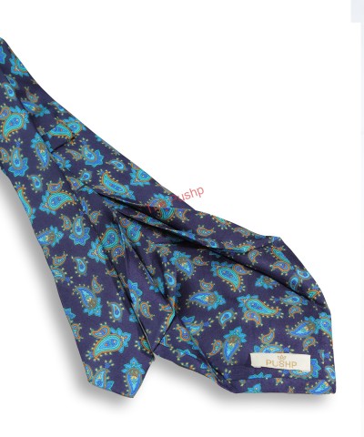 MIDNIGHT BLUE, 7 Fold Silk Tie – Vintage Paisley