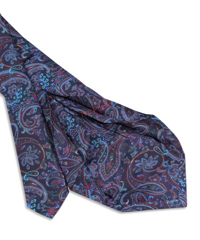 NAVY BLUE, 7 Fold Silk Tie – Vintage Paisley