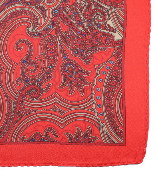 CRIMSON RED, Silk Pocket Square – Vintage Paisley CRIMSON RED, Silk Pocket Square – Vintage Paisley