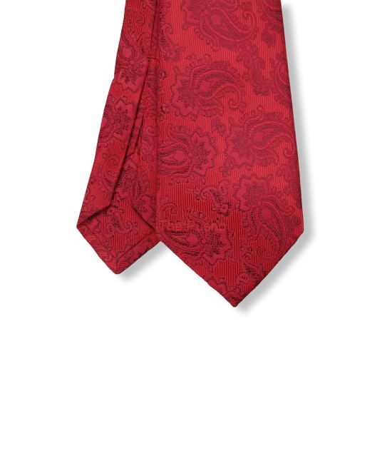 GARNET RED, 5 Fold Micro Tie – Enigmatic Paisleys GARNET RED, 5 Fold Micro Tie – Enigmatic Paisleys