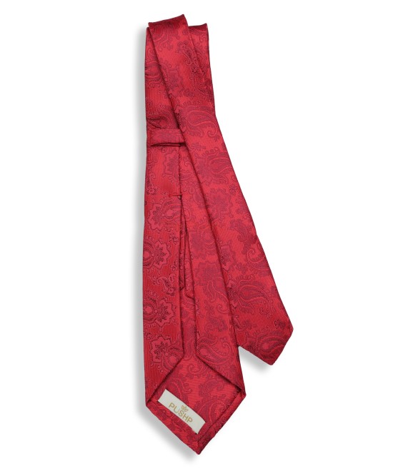 GARNET RED, 5 Fold Micro Tie – Enigmatic Paisleys GARNET RED, 5 Fold Micro Tie – Enigmatic Paisleys