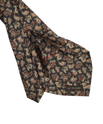 EBONY GREEN, 5 Fold Silk Tie – Intertwined Paisleys