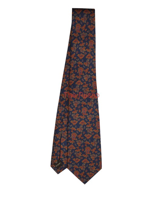 INK BLUE, 5 Fold Silk Tie – Intertwined Paisleys INK BLUE, 5 Fold Silk Tie – Intertwined Paisleys