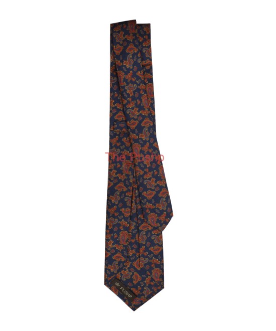INK BLUE, 5 Fold Silk Tie – Intertwined Paisleys INK BLUE, 5 Fold Silk Tie – Intertwined Paisleys