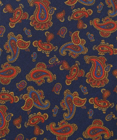 INK BLUE, 5 Fold Silk Tie – Intertwined Paisleys