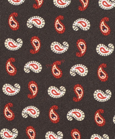 DARK MEHENDI, 5 Fold Silk Tie – Micro Paisleys