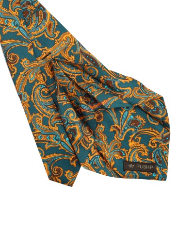 PRUSSIAN BLUE, 5 Fold Silk Tie – Traditional Paisleys