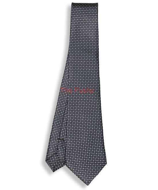 CHARCOAL BLACK, 3 Fold Micro Tie – Dots & Squares CHARCOAL BLACK, 3 Fold Micro Tie – Dots & Squares
