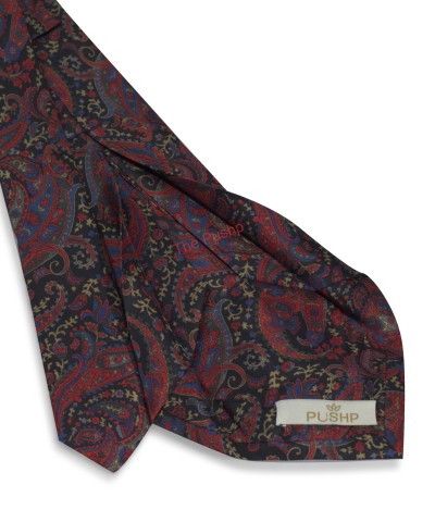CLASSIC BLACK, 7 Fold Silk Tie – Vintage Paisely