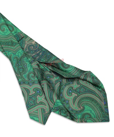EMERALD GREEN, 7 Fold Silk Tie – Vintage Paisley