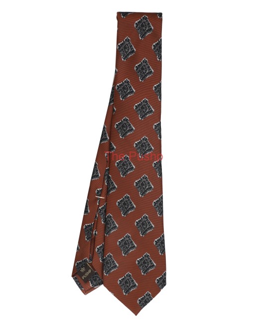 ESPRESSO BROWN, 5 Fold Micro Tie and Pocket Square - Curved Squares ESPRESSO BROWN, 5 Fold Micro Tie and Pocket Square - Curved Squares