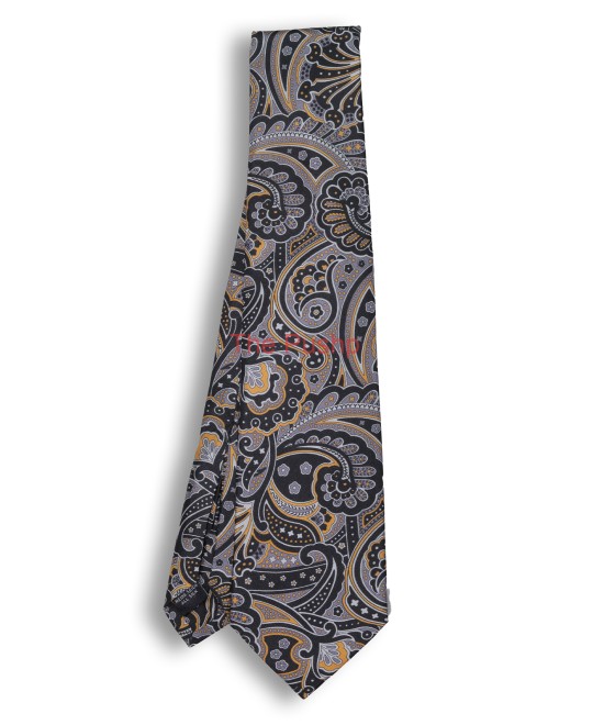 PERFECTLY BLACK, 7 Fold Silk Tie – Vintage Paisley PERFECTLY BLACK, 7 Fold Silk Tie – Vintage Paisley