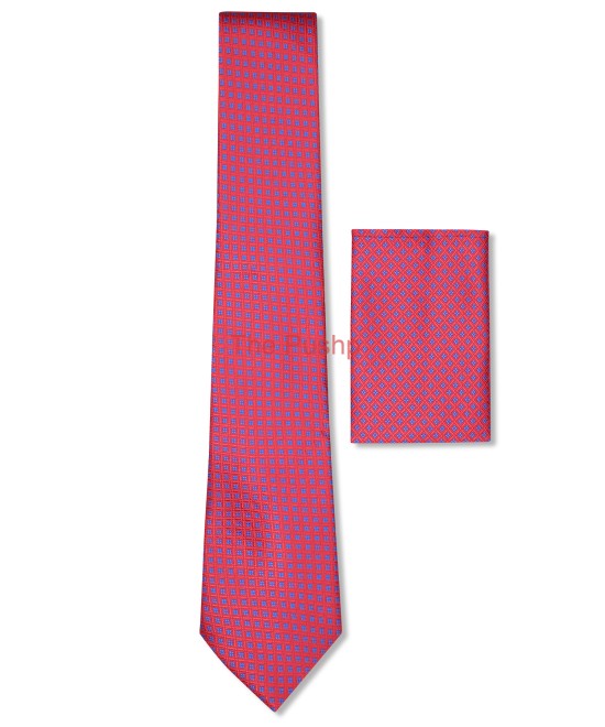 IMPERIAL RED, 3 Fold Micro Tie – Dots & Squares IMPERIAL RED, 3 Fold Micro Tie – Dots & Squares