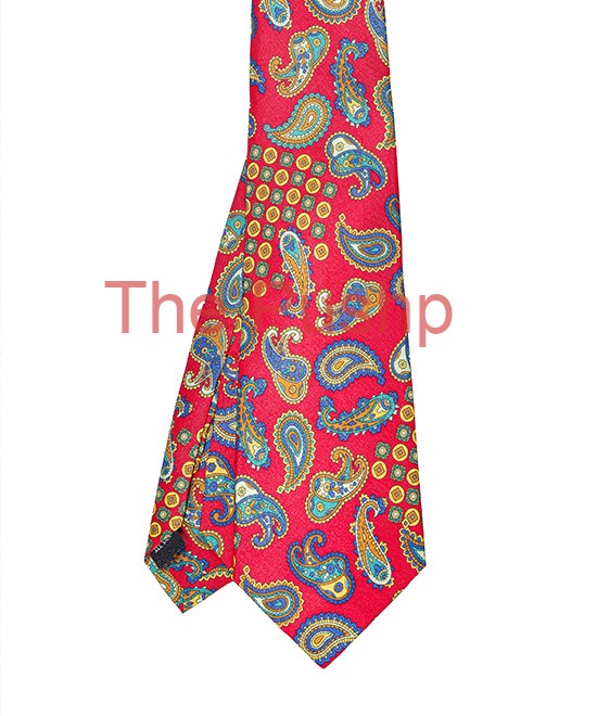 POPPY RED, 7 Fold Silk Tie – Vintage Paisley POPPY RED, 7 Fold Silk Tie – Vintage Paisley