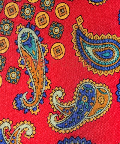 POPPY RED, 7 Fold Silk Tie – Vintage Paisley