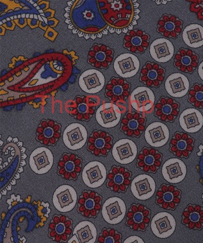 SILVER GREY, 7 Fold Silk Tie – Vintage Paisley