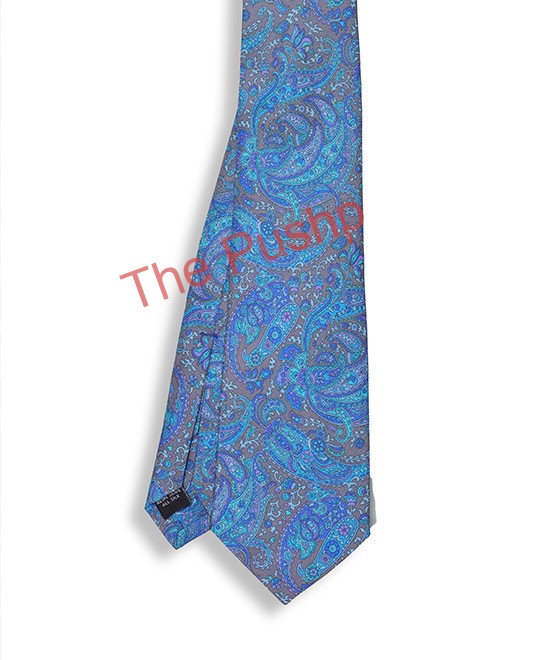 SAPPHIRE BLUE, 7 Fold Silk Tie – Vintage Paisley SAPPHIRE BLUE, 7 Fold Silk Tie – Vintage Paisley