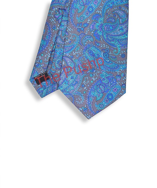 SAPPHIRE BLUE, 7 Fold Silk Tie – Vintage Paisley SAPPHIRE BLUE, 7 Fold Silk Tie – Vintage Paisley