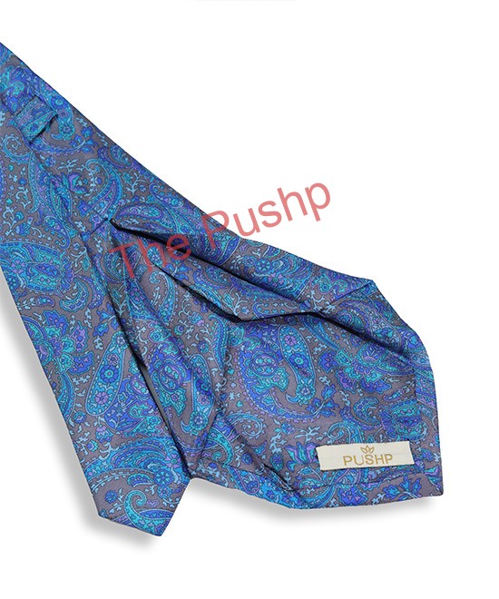 SAPPHIRE BLUE, 7 Fold Silk Tie – Vintage Paisley SAPPHIRE BLUE, 7 Fold Silk Tie – Vintage Paisley