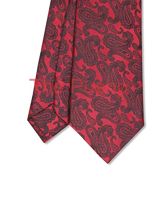 RED VELVET, 3 Fold Micro Tie – Jacquard Paisley RED VELVET, 3 Fold Micro Tie – Jacquard Paisley