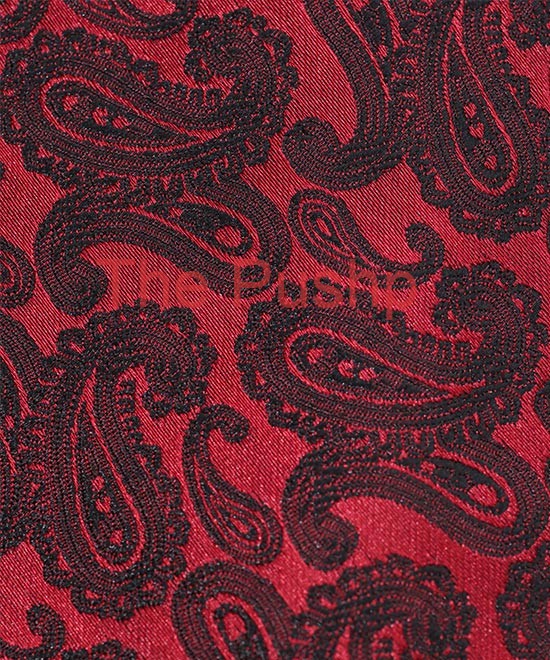 RED VELVET, 3 Fold Micro Tie – Jacquard Paisley RED VELVET, 3 Fold Micro Tie – Jacquard Paisley