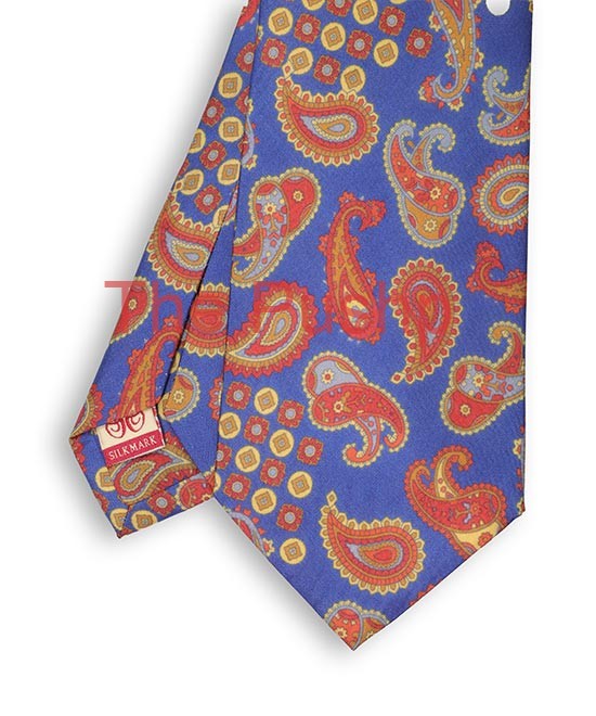 ULTRAMARINE BLUE, 7 Fold Silk Tie – Vintage Paisley ULTRAMARINE BLUE, 7 Fold Silk Tie – Vintage Paisley