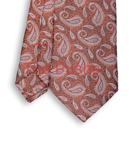 DEEP RUST, 3 Fold Micro Tie – Jacquard Paisley DEEP RUST, 3 Fold Micro Tie – Jacquard Paisley