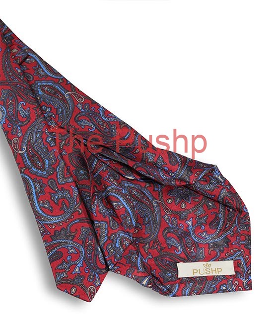 RUBY RED, 7 Fold Silk Tie – Vintage Paisley RUBY RED, 7 Fold Silk Tie – Vintage Paisley