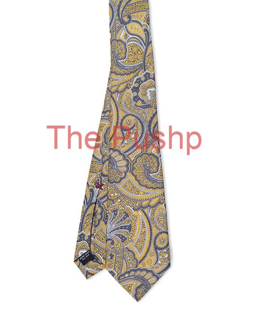 YELLOW SILVER, 7 Fold Silk Tie – Vintage Paisley YELLOW SILVER, 7 Fold Silk Tie – Vintage Paisley