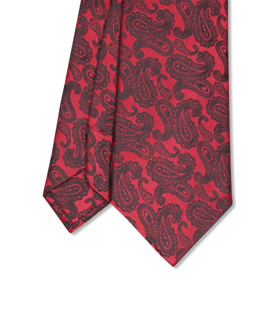 RED VELVET, 3 Fold Micro Tie and Pocket Square – Jacquard Paisley RED VELVET, 3 Fold Micro Tie and Pocket Square – Jacquard Paisley