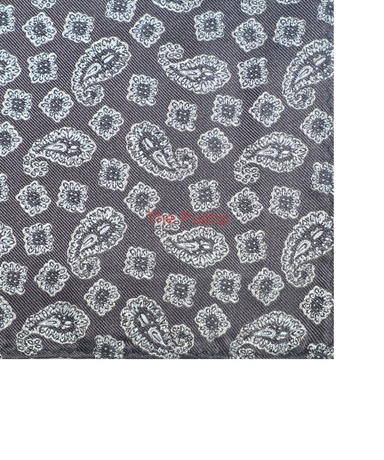 RICH BLACK, 5 Fold Micro Tie and Pocket Square - JACQUARD PAISLEY RICH BLACK, 5 Fold Micro Tie and Pocket Square - JACQUARD PAISLEY