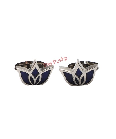 PUSHP Signature Logo Cufflink, Silver Black