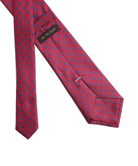 CANBERRY PINK, 3 Fold Micro Tie - Polka Dots
