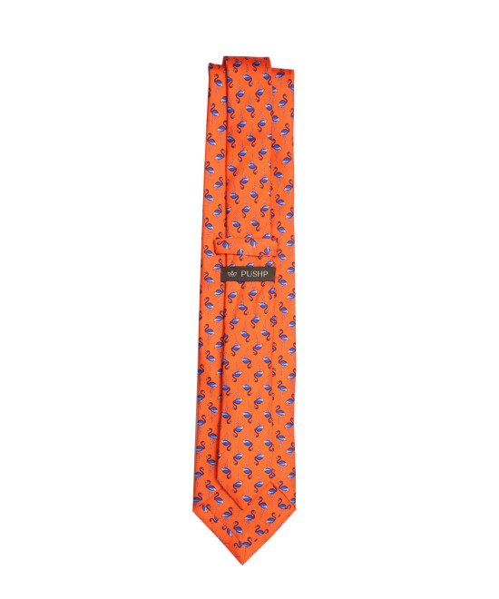 AEROSPACE ORANGE, 3 Fold Premium Silk Tie – Flamingos AEROSPACE ORANGE, 3 Fold Premium Silk Tie – Flamingos